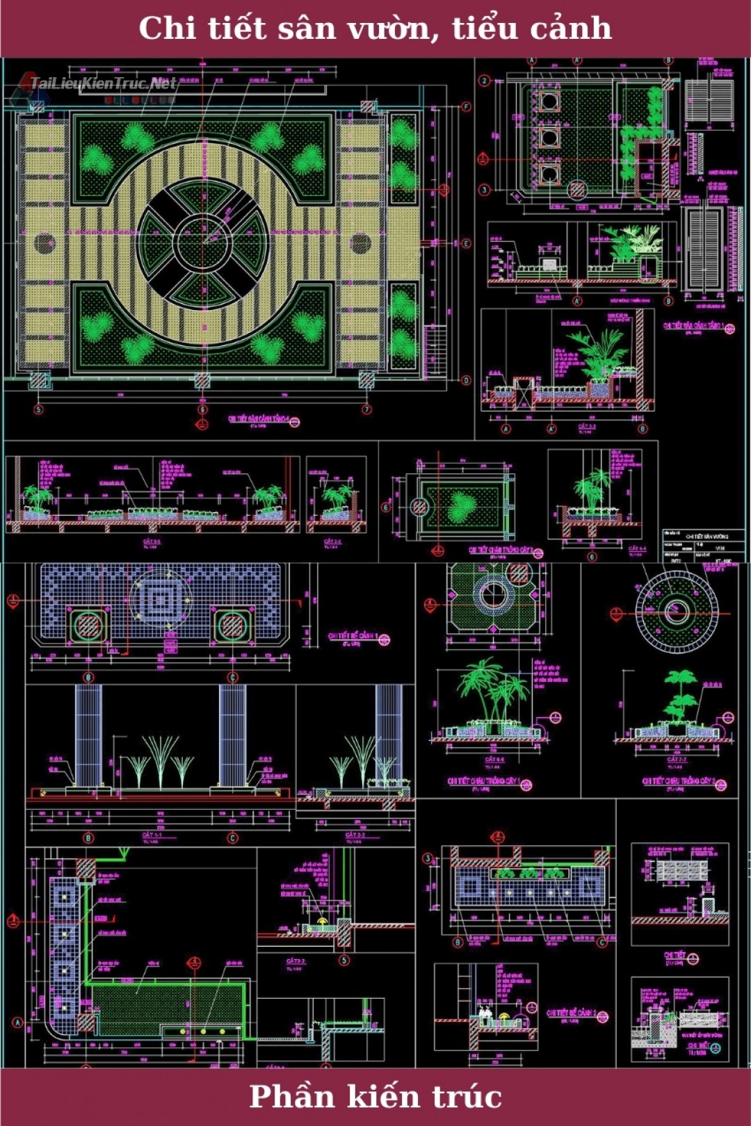 Bản vẽ chi tiết autocad chi tiết Sân vườn mẫu 01