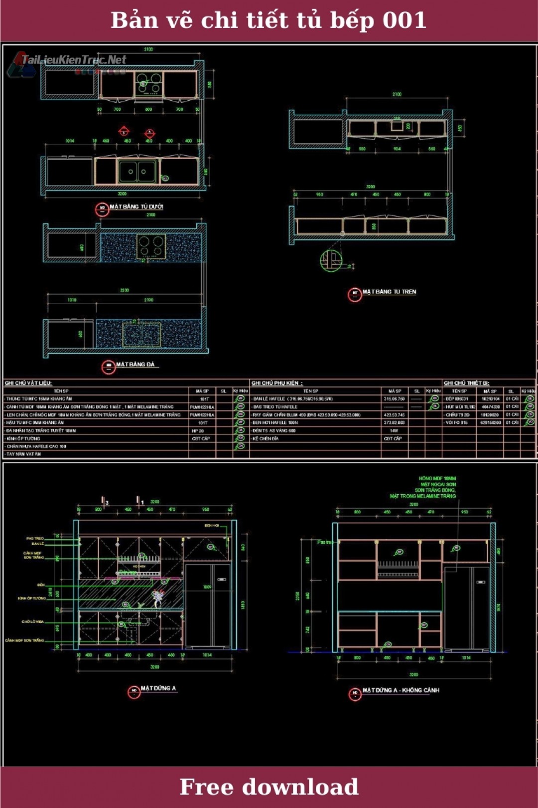Bản vẽ chi tiết tủ bếp 001