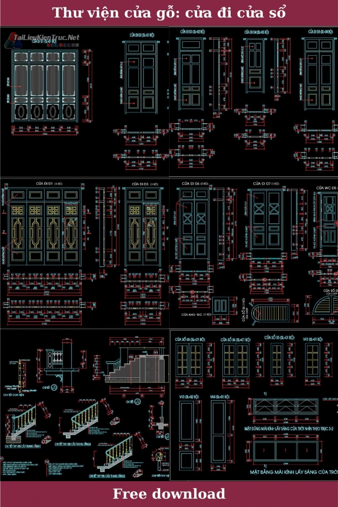 Thư viện autocad tổng hợp các loại cửa đi, cửa sổ miễn phí tải về