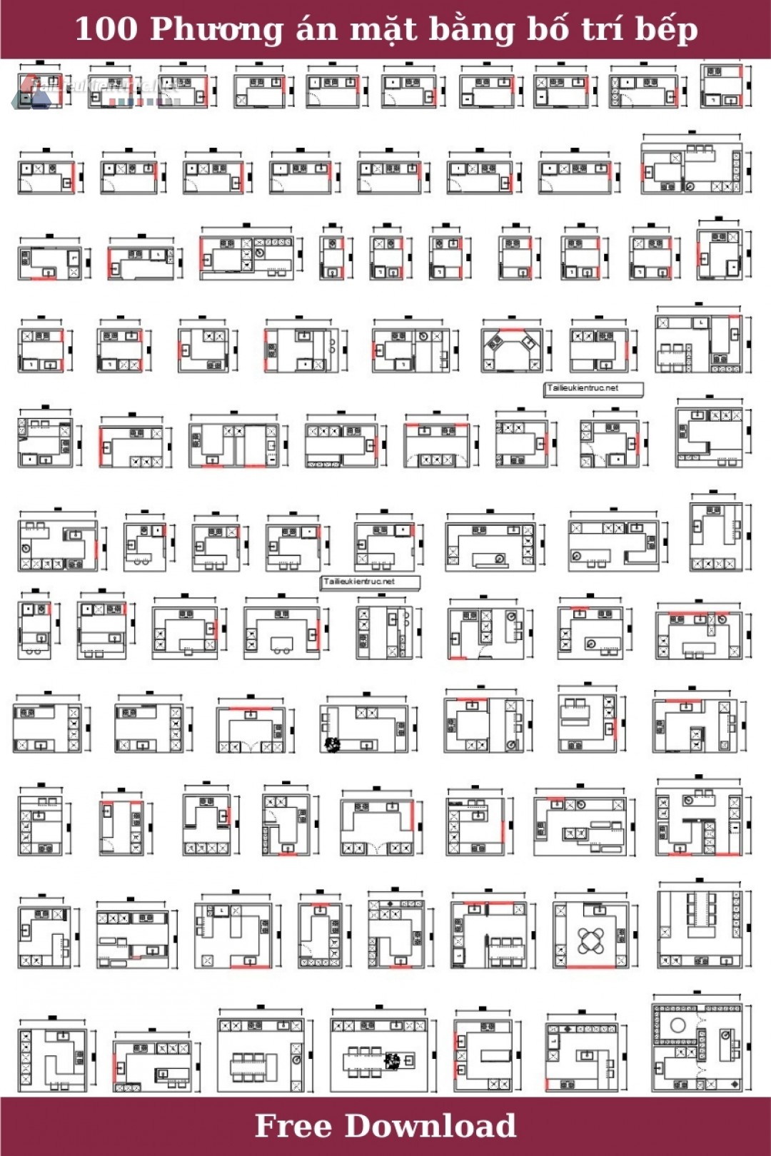 100 Phương án mặt bằng bố trí bếp