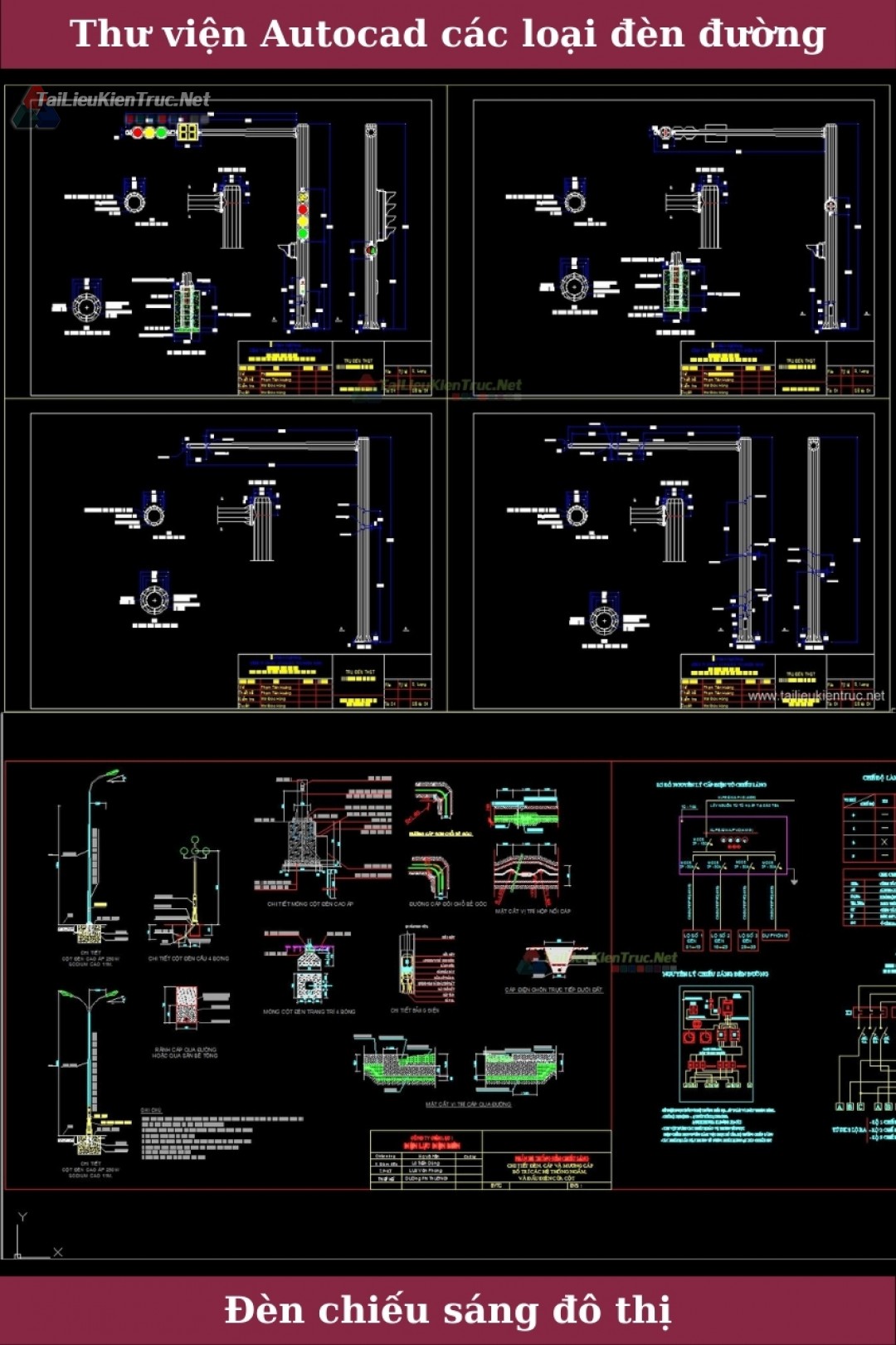 Thư viện file autocad về các loại cột đèn chiếu sáng Đô thị full