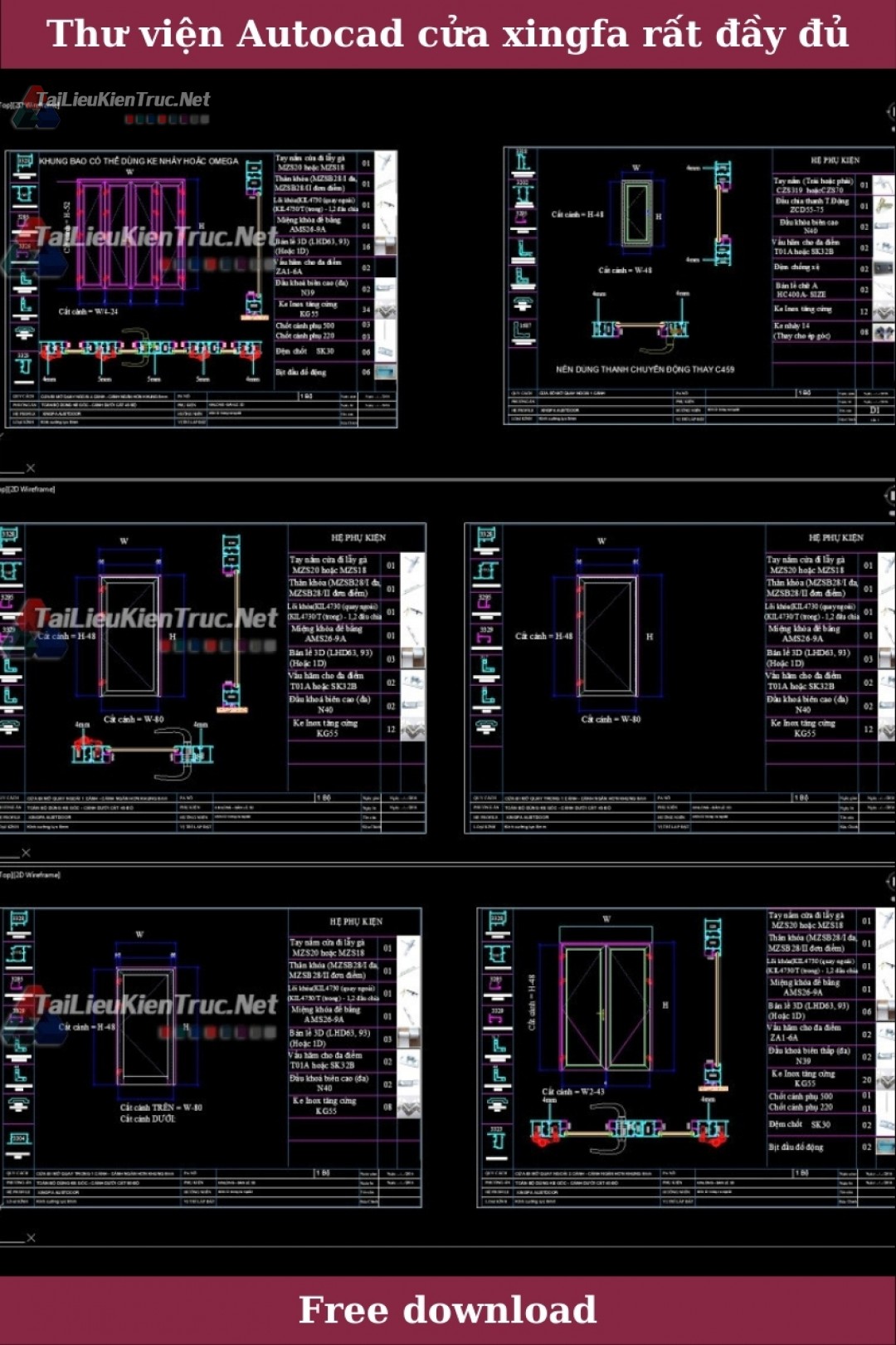 Thư viện autocad tổng hợp bản vẽ Cửa Xingfa các loại rất đầy đủ