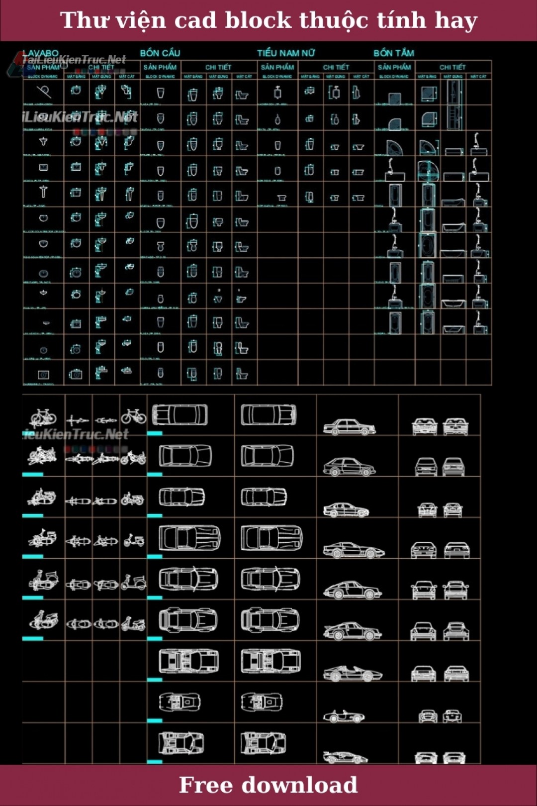 Thư viện autocad nội thất thuộc tính rất hay và hữu ích