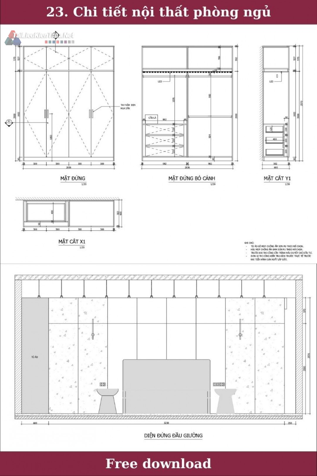 23. Bản vẽ chi tiết nội thất phòng ngủ