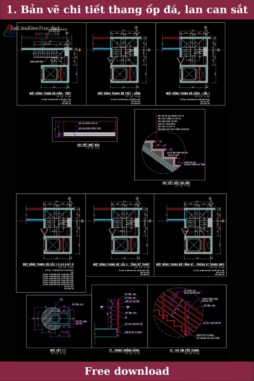 1. Bản vẽ chi tiết thang miễn phí