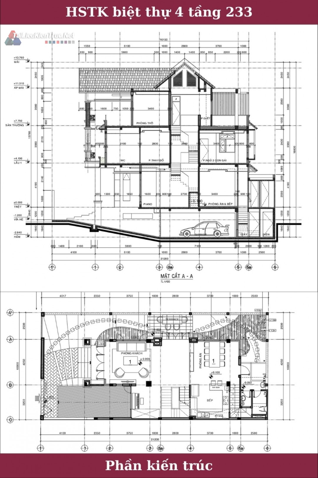 233. HSTK biệt thự 3 tầng có hầm 10x20m full kiến trúc