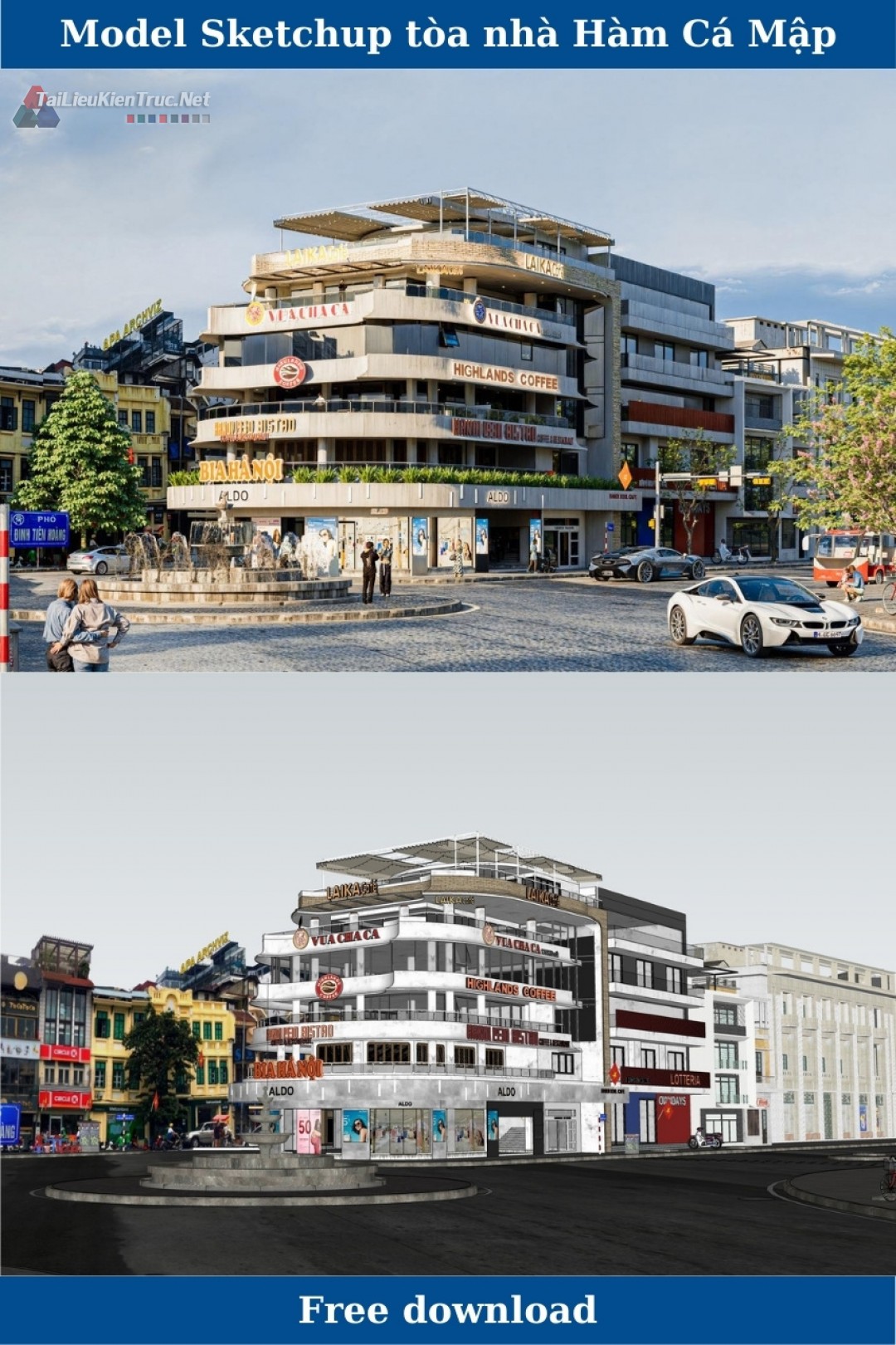 Model sketchup tòa nhà Hàm Cá Mập tải miễn phí