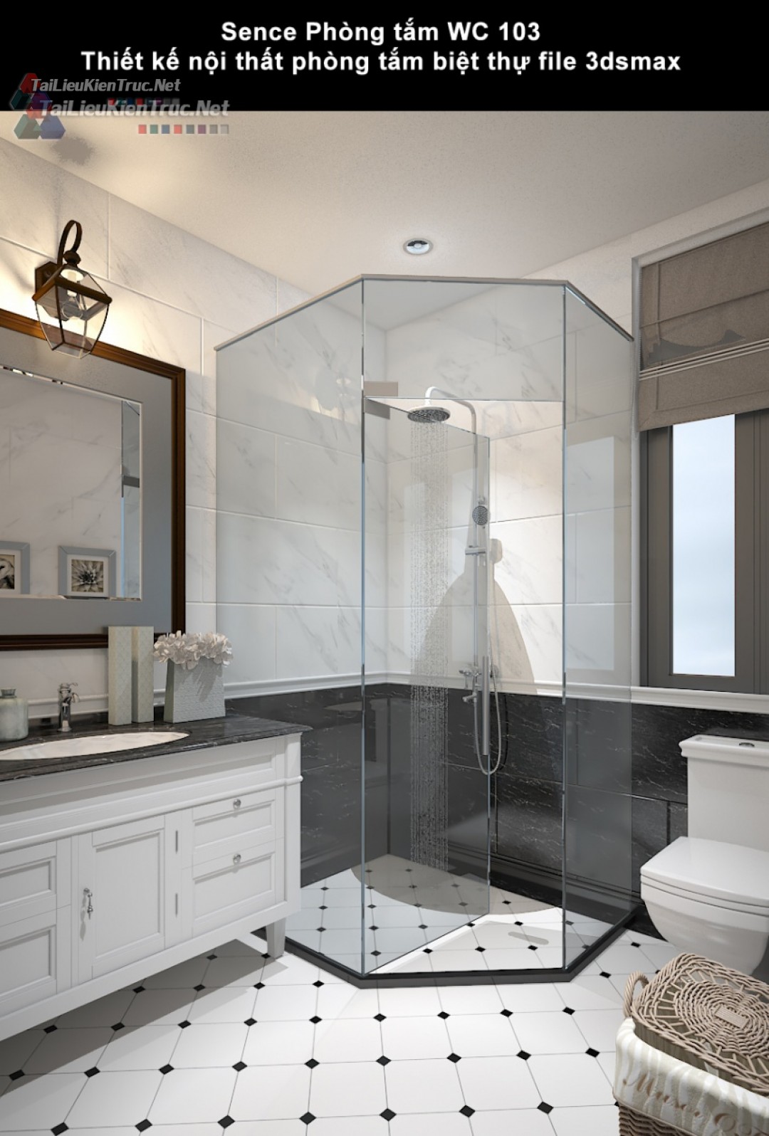 Sence Phòng tắm WC 103 - Thiết kế nội thất phòng tắm biệt thự file 3dsmax