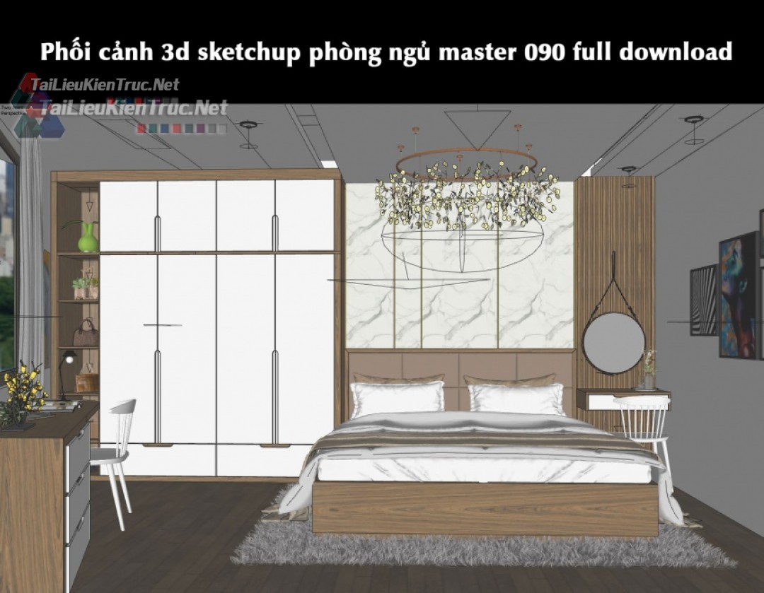 Phối cảnh 3d sketchup phòng ngủ master 090 full download
