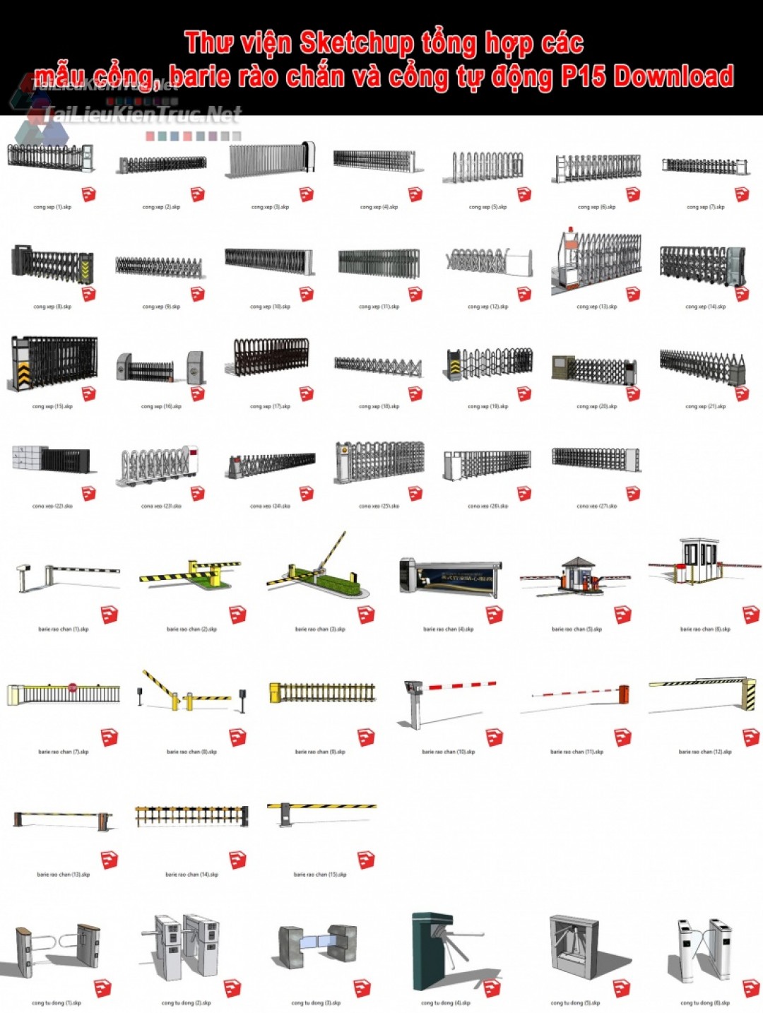 Thư viện Sketchup tổng hợp các mẫu cổng, barie rào chắn và cổng tự động P15 Download 