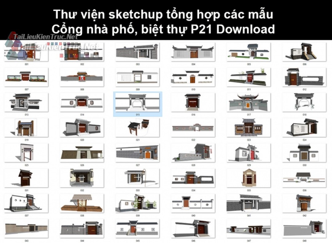 Thư viện Sketchup tổng hợp các mẫu Cổng nhà phố, biệt thự P21 Download