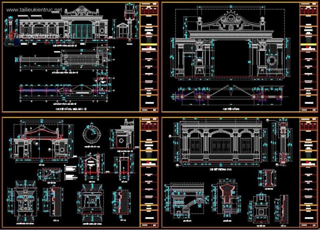 Thư viện autocad Cổng, hàng rào biệt thự Tân cổ điển full