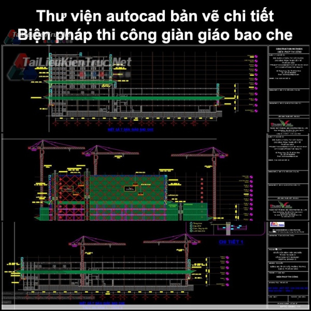 Thư viện Autocad bản vẽ chi tiết Biện pháp thi công giàn giáo bao che