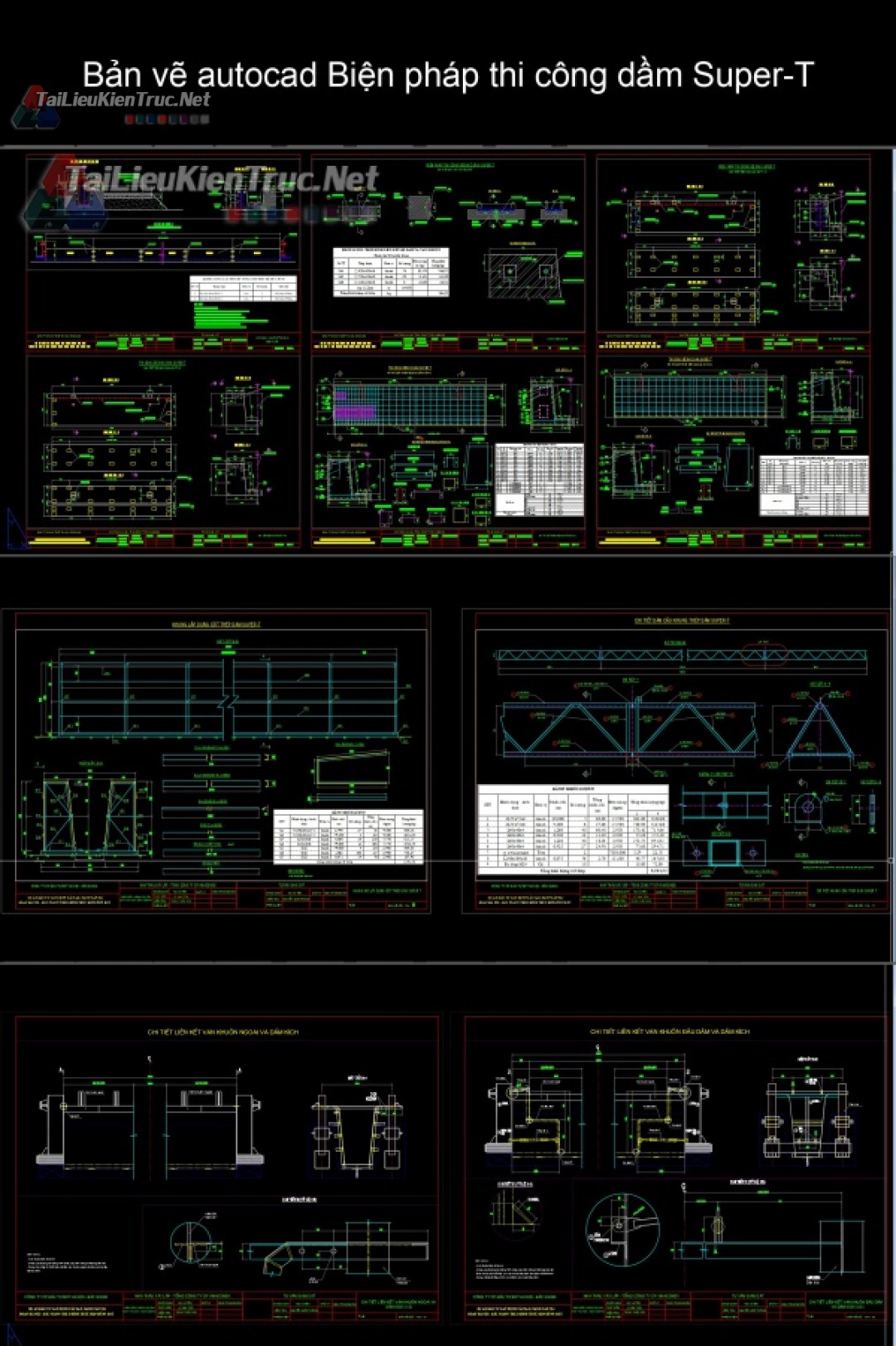 Bản vẽ autocad Biện pháp thi công dầm Super-T