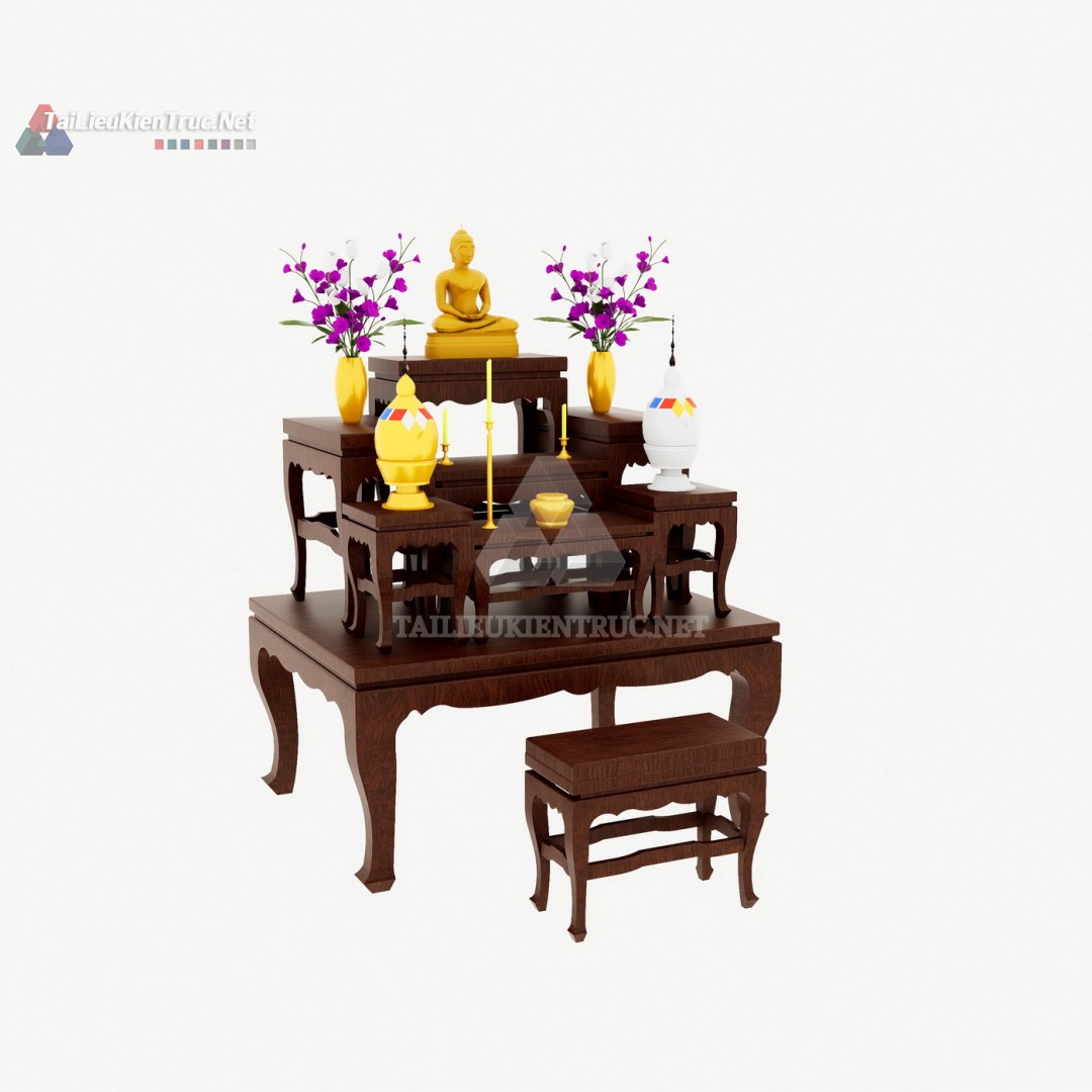 017 Mô Hình SketchUp Bàn Thờ Phật Nhiều Cấp