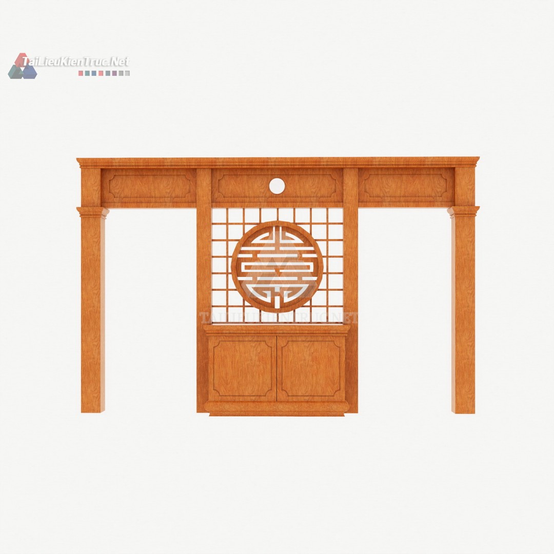 019 Mô Hình SketchUp Vách Ngăn Gỗ Truyền Thống