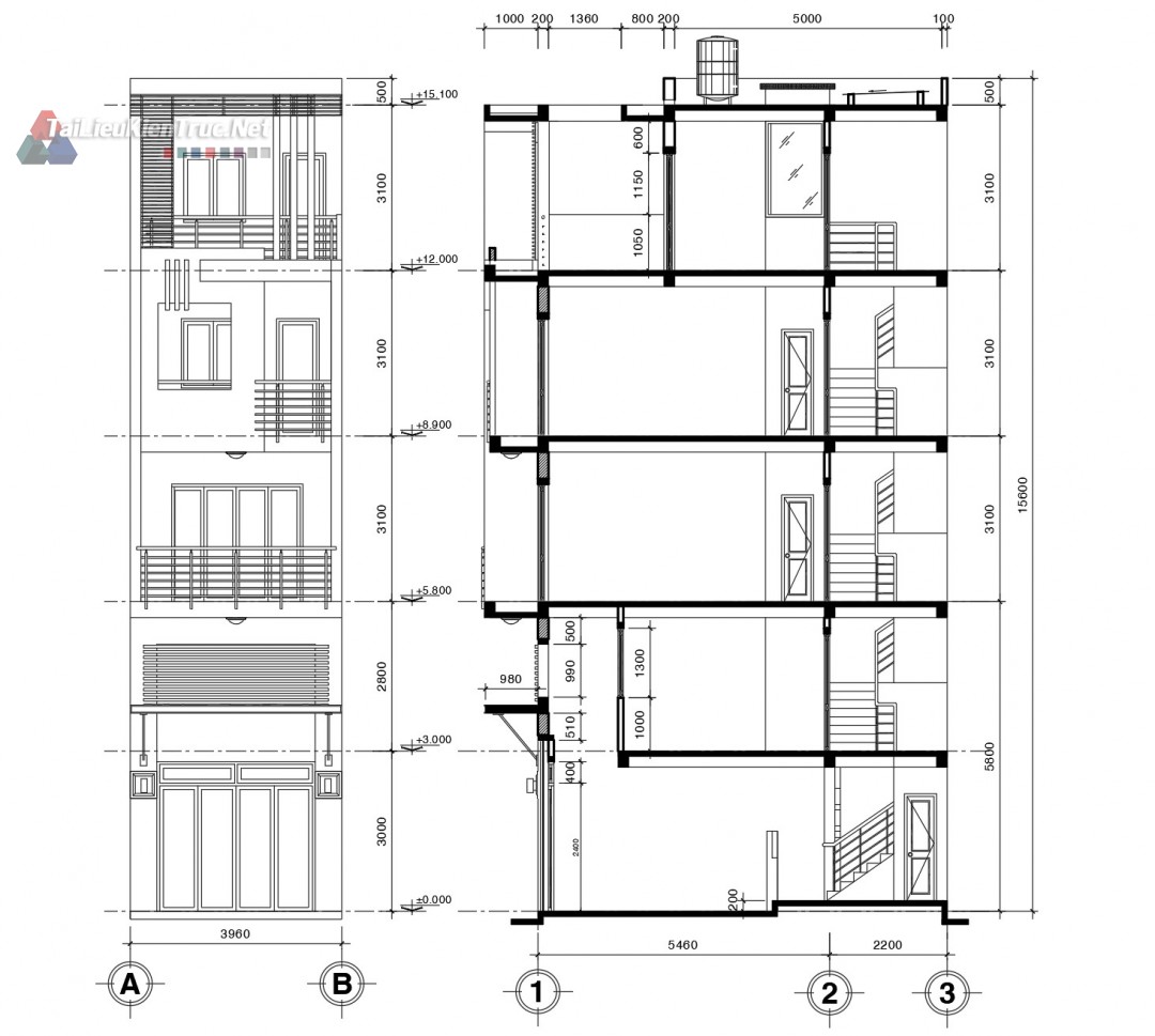 286 Hồ sơ thiết kế nhà phố 4 tầng 4x8m full kiến trúc kết cấu điện nước phối cảnh Sketchup