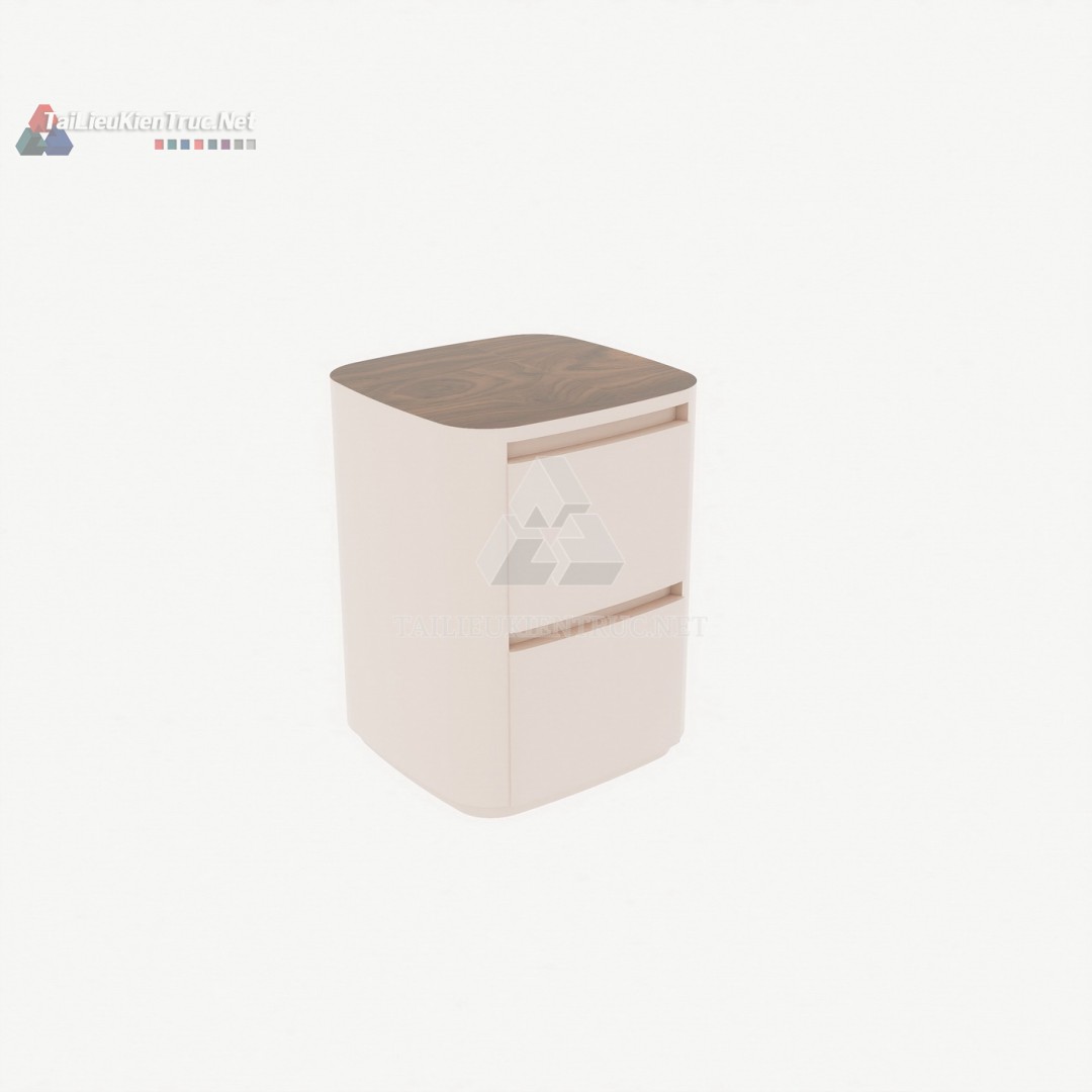 003 Tải Miễn Phí Mẫu Tab Đầu Giường 3D SketchUp Hiện Đại 2 Ngăn Kéo - Bo Góc Mềm Mại