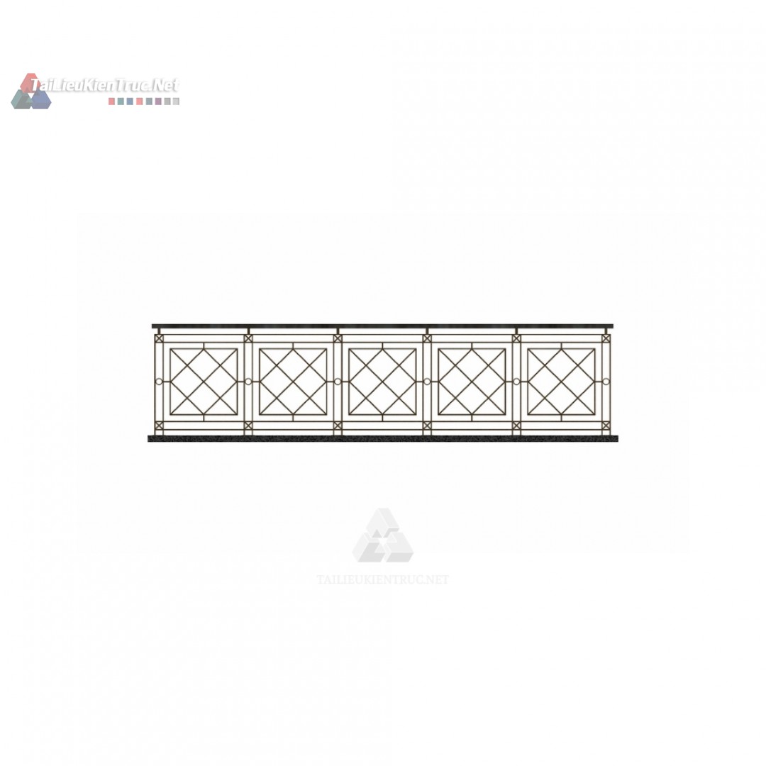 010 Mô Hình Lan Can Sắt Mỹ Thuật Họa Tiết Hình Học Hiện Đại (File SketchUp)