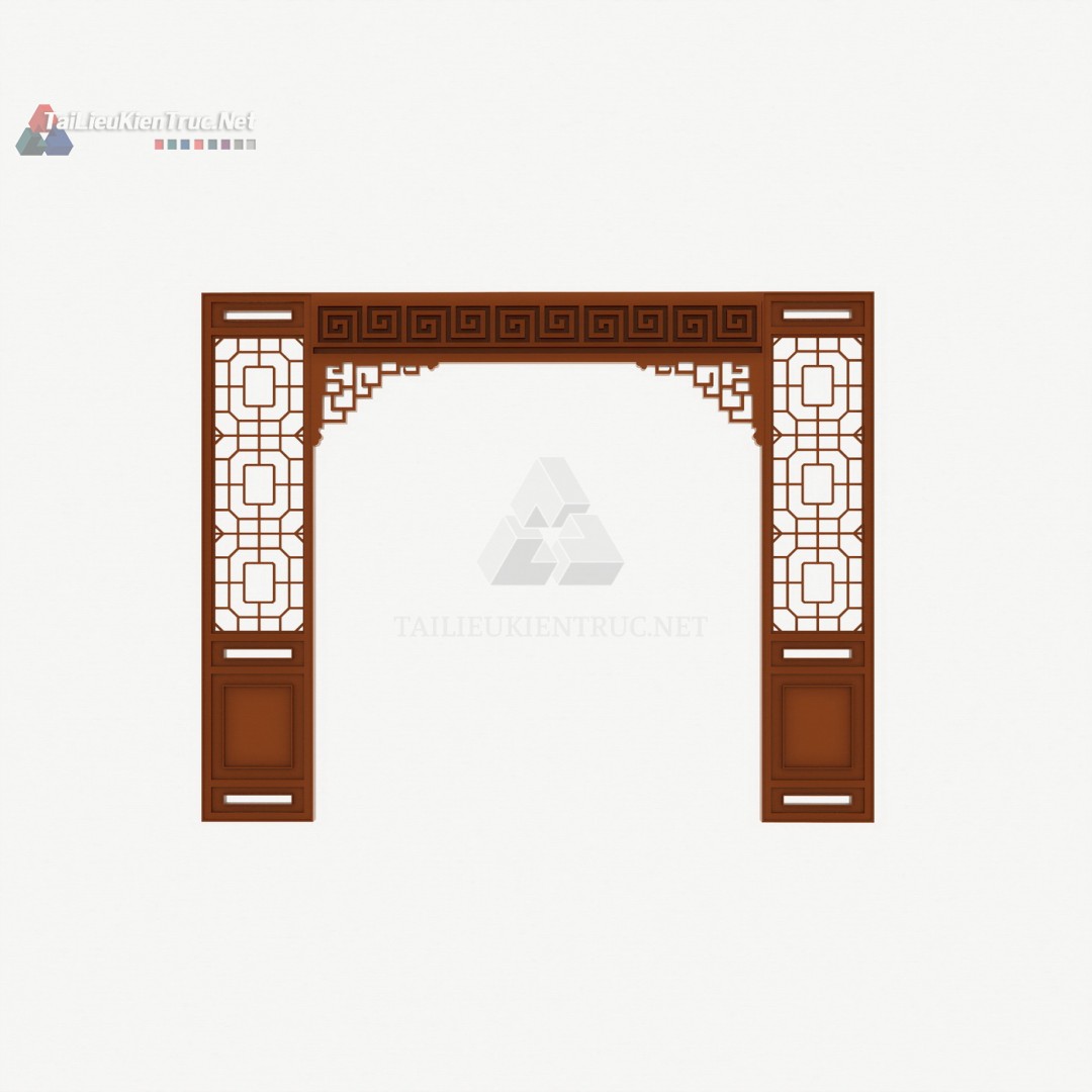 024 Vách Ngăn CNC Phòng Thờ Họa Tiết Ô Vuông & Chữ Vạn (File SketchUp)