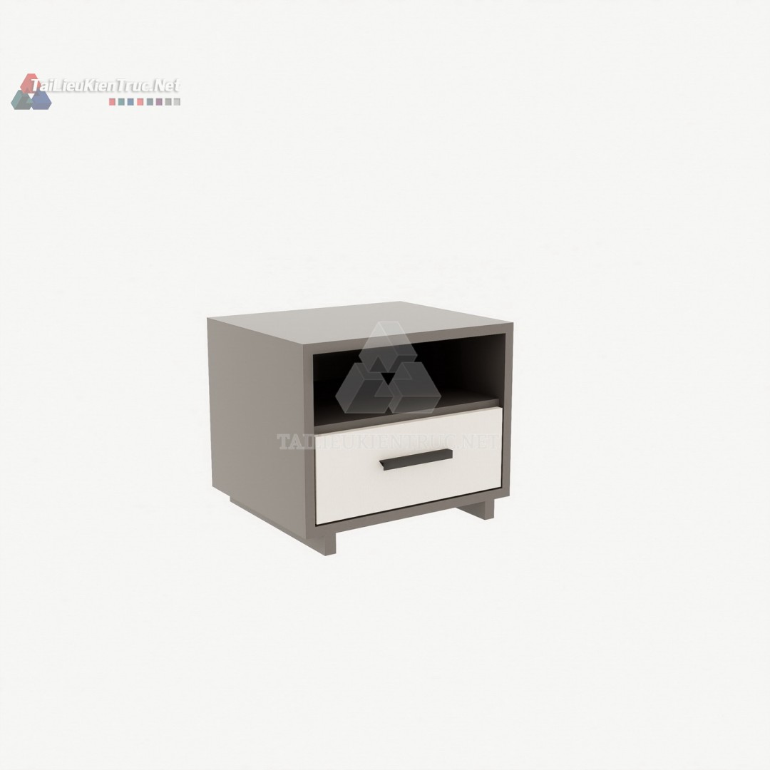 008 Mô Hình Tủ Đầu Giường Hiện Đại 1 Ngăn Kéo & Hộc Mở (File SketchUp)