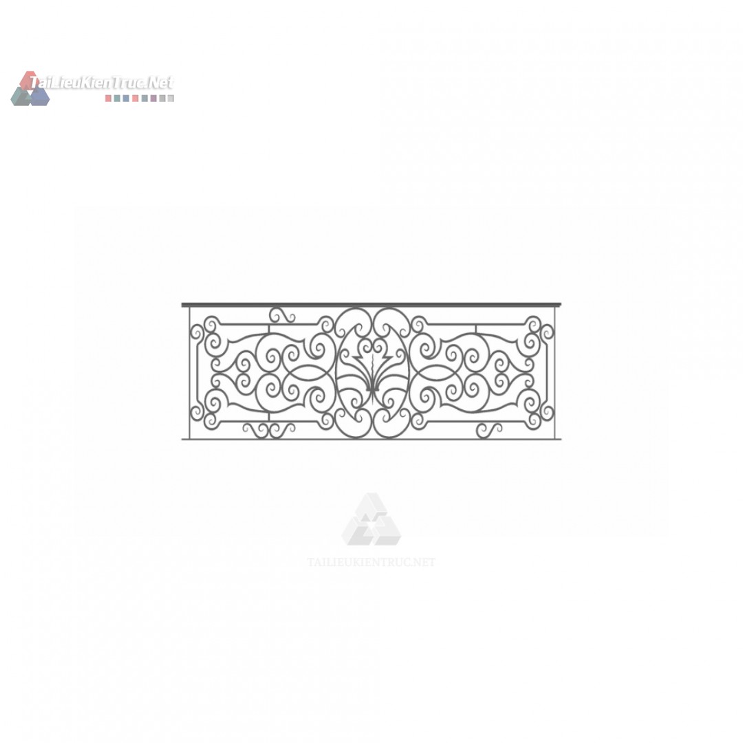 015 Mô Hình Lan Can Sắt Mỹ Thuật Hoa Văn Cuộn Xoắn Đẳng Cấp (File SketchUp)