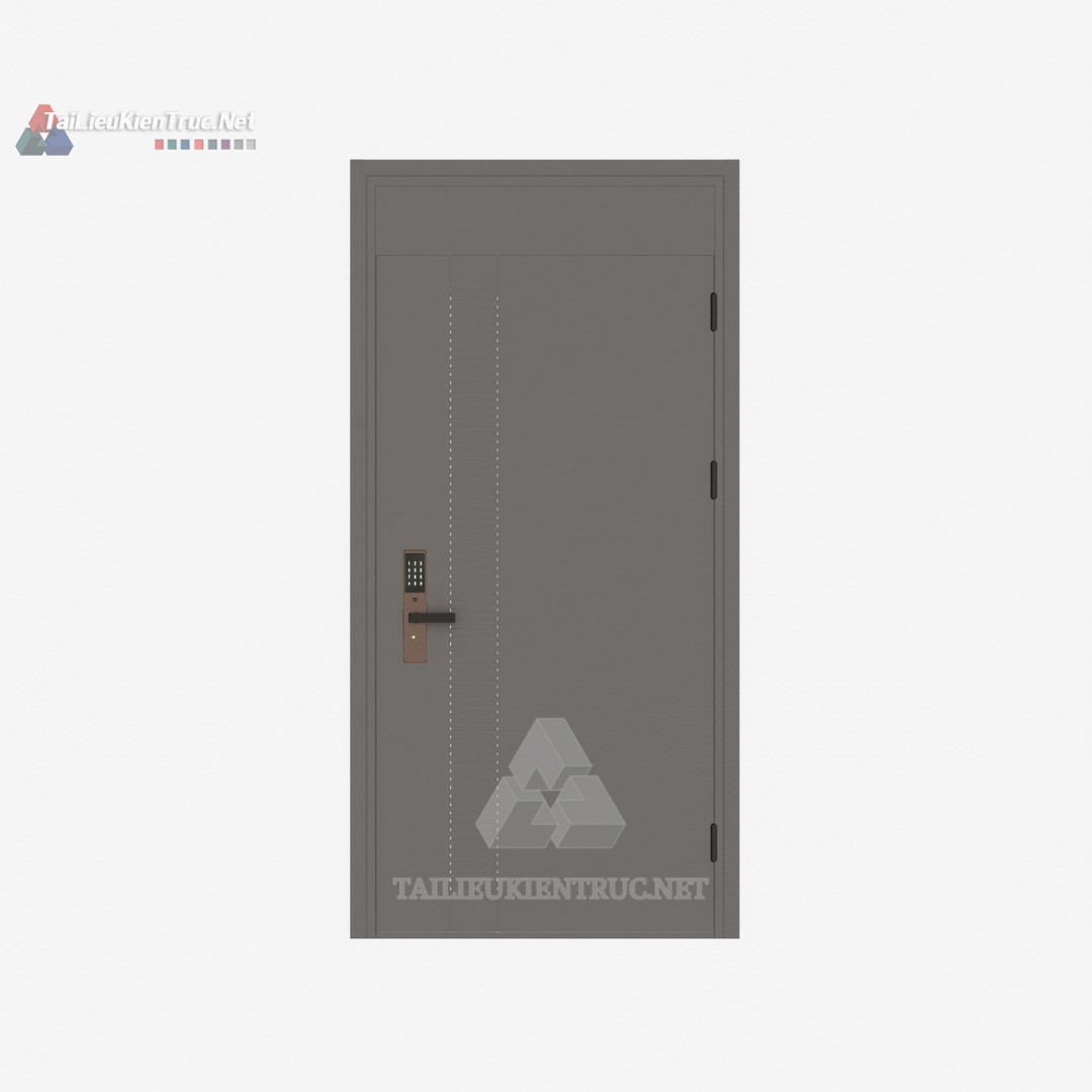 057 Tải Miễn Phí Thư Viện Cửa Thép Vân Gỗ Có Khóa Vân Tay SketchUp – Model Hiện Đại, An Toàn