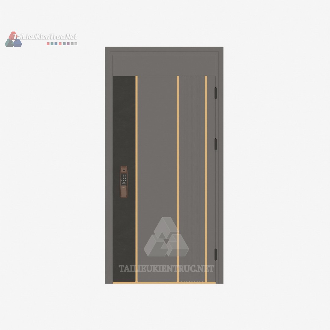 060 Thư Viện Cửa Thép Hiện Đại Tích Hợp Khóa Thông Minh SketchUp