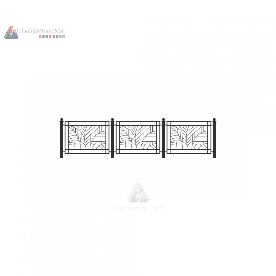 033 Lan Can Sắt Mỹ Thuật Họa Tiết Lá SketchUp – Đẹp Tự Nhiên, Sang Trọng