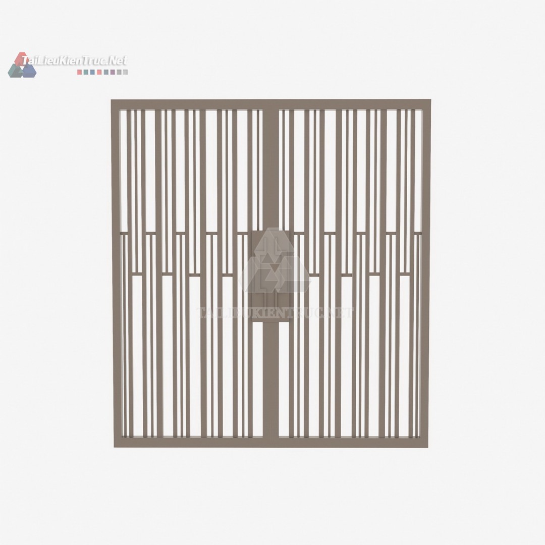 044 Thư Viện Cổng Hiện Đại Nan Kim Loại Lệch Tầng SketchUp – Mẫu Độc Đáo, Sang Trọng