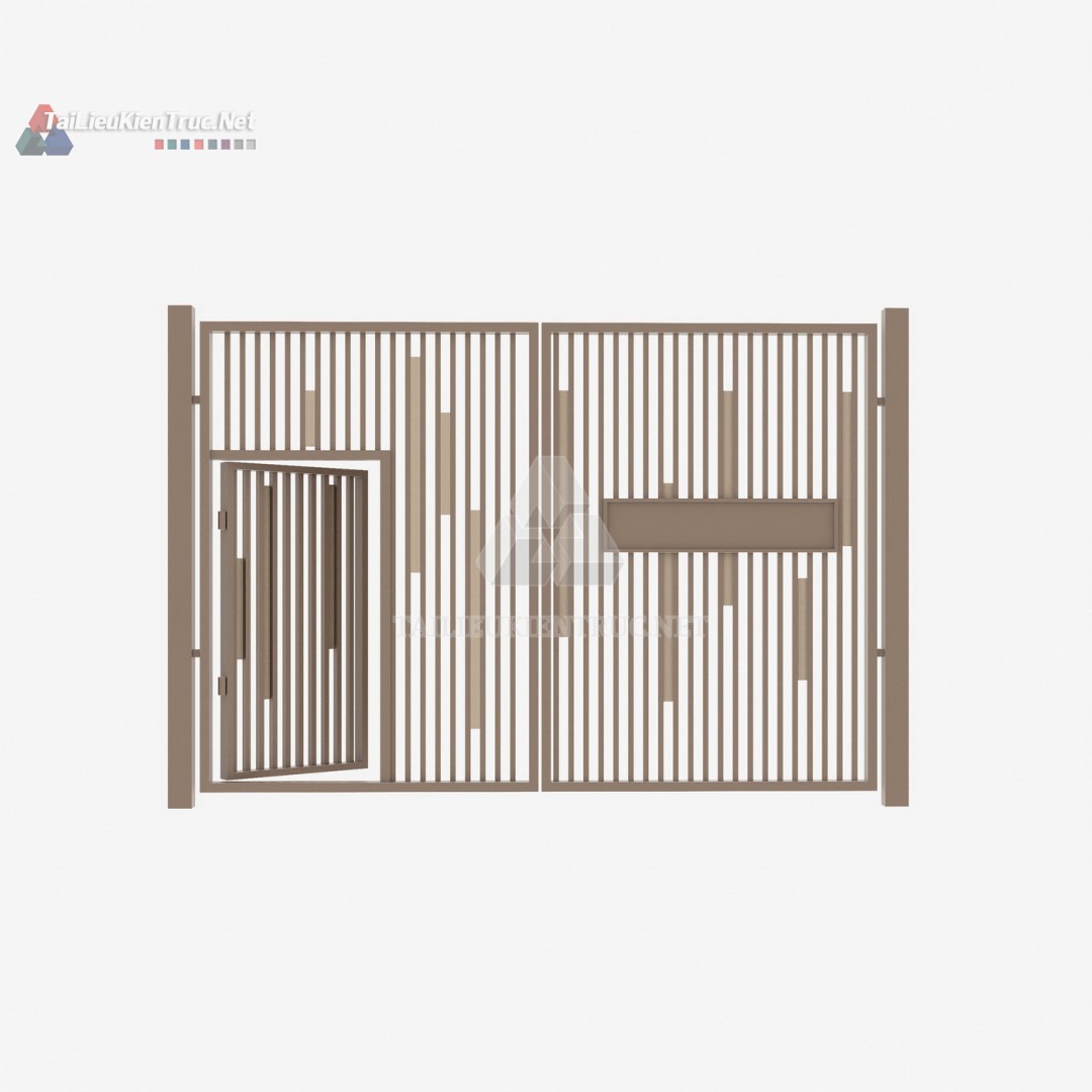 047 Tải Miễn Phí Thư Viện Cổng Hiện Đại Nan Kim Loại Với Cửa Phụ SketchUp – Mẫu Thiết Kế Độc Đáo, Tiện Lợi