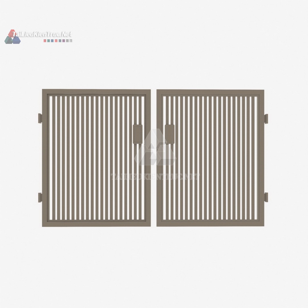048 Tải Miễn Phí Thư Viện Cổng Đôi Hiện Đại Nan Kim Loại Thanh Lớn SketchUp