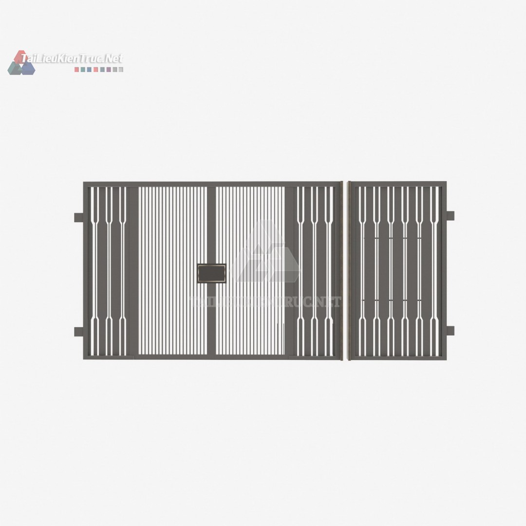 052 Tải Miễn Phí Thư Viện Cổng Hiện Đại Kim Loại Đa Panel Thanh Sọc SketchUp