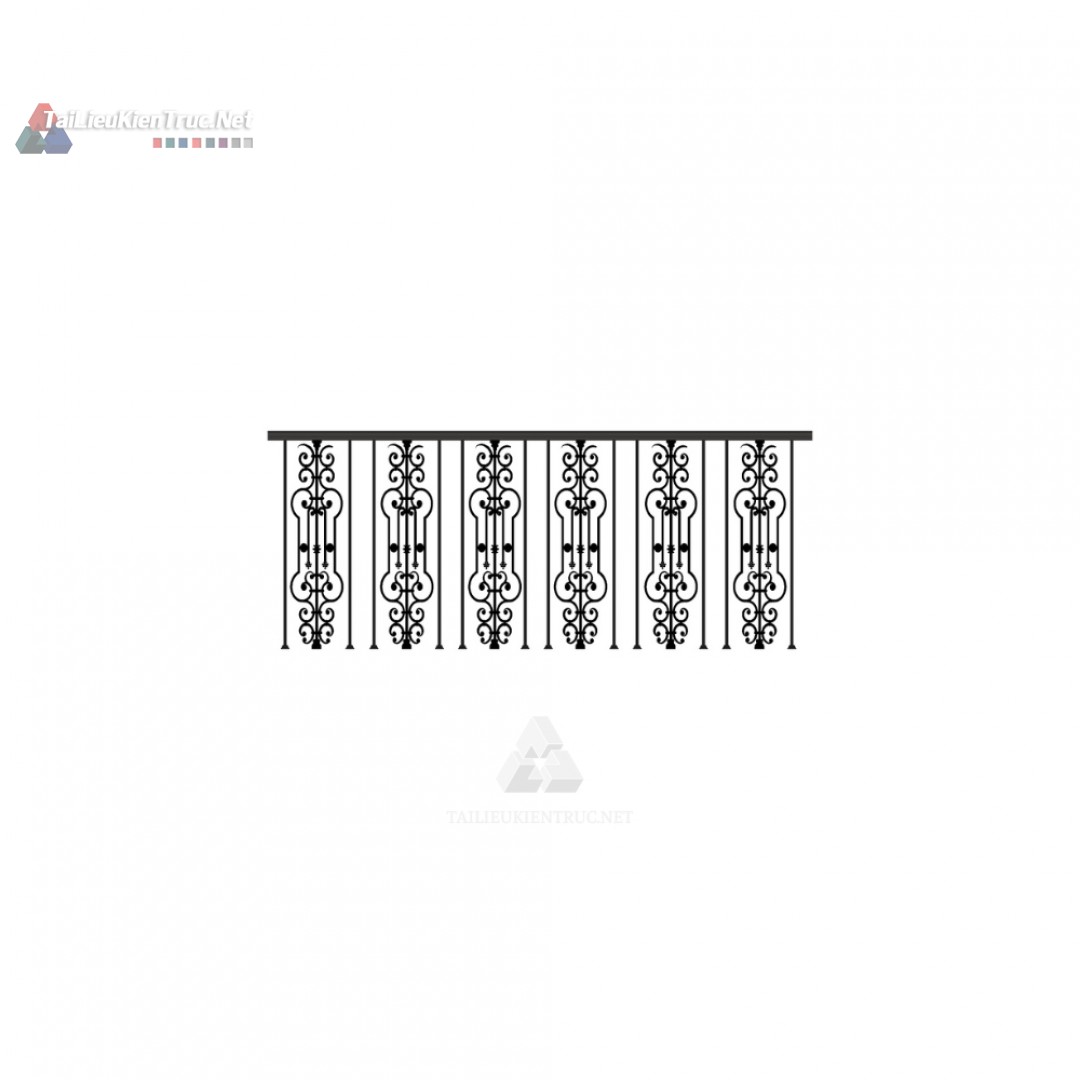 045 Mô Hình SketchUp Lan Can Sắt Mỹ Thuật Con Tiện Hoa Văn Độc Đáo