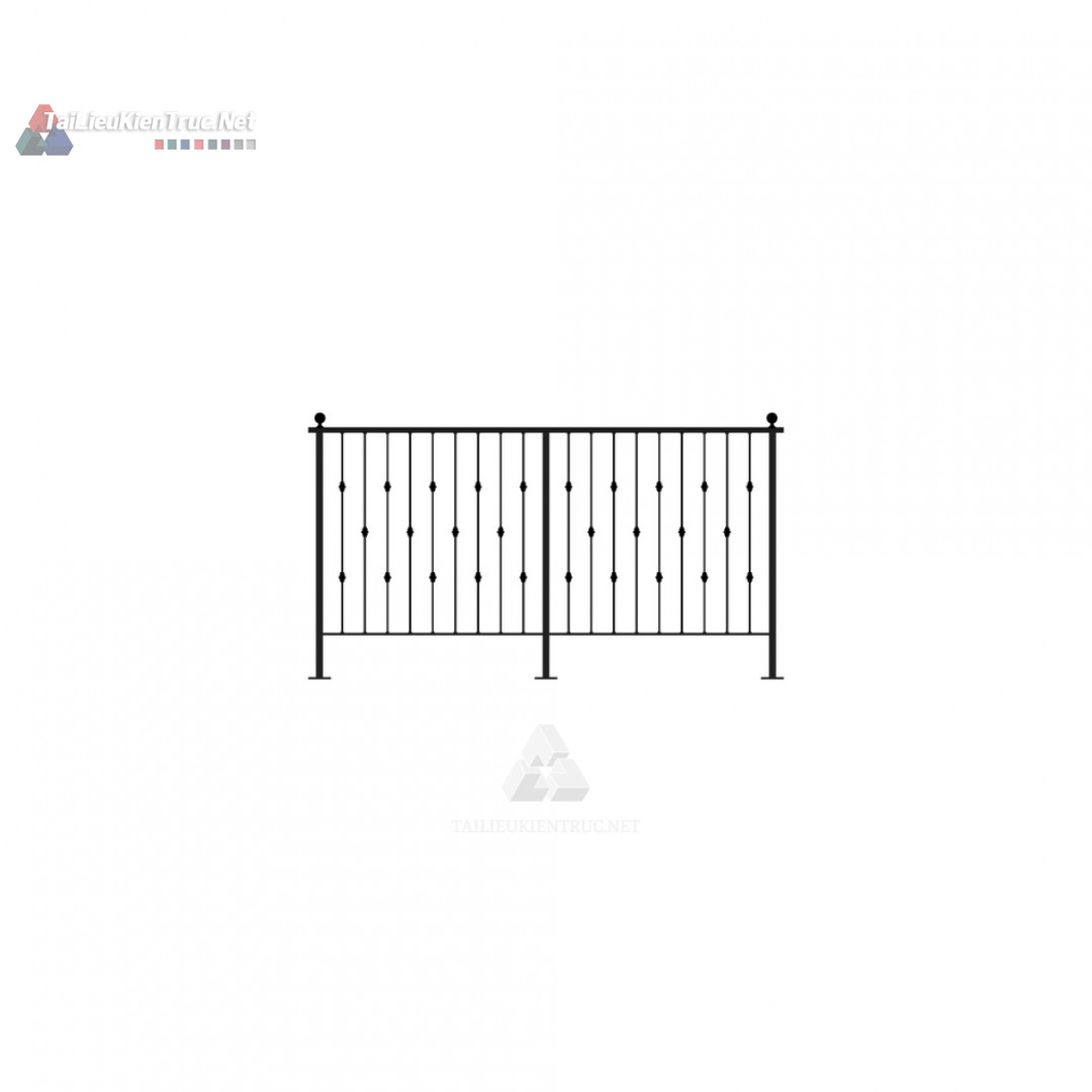 050 Mô Hình SketchUp Lan Can Sắt Hiện Đại Thanh Dọc Tối Giản