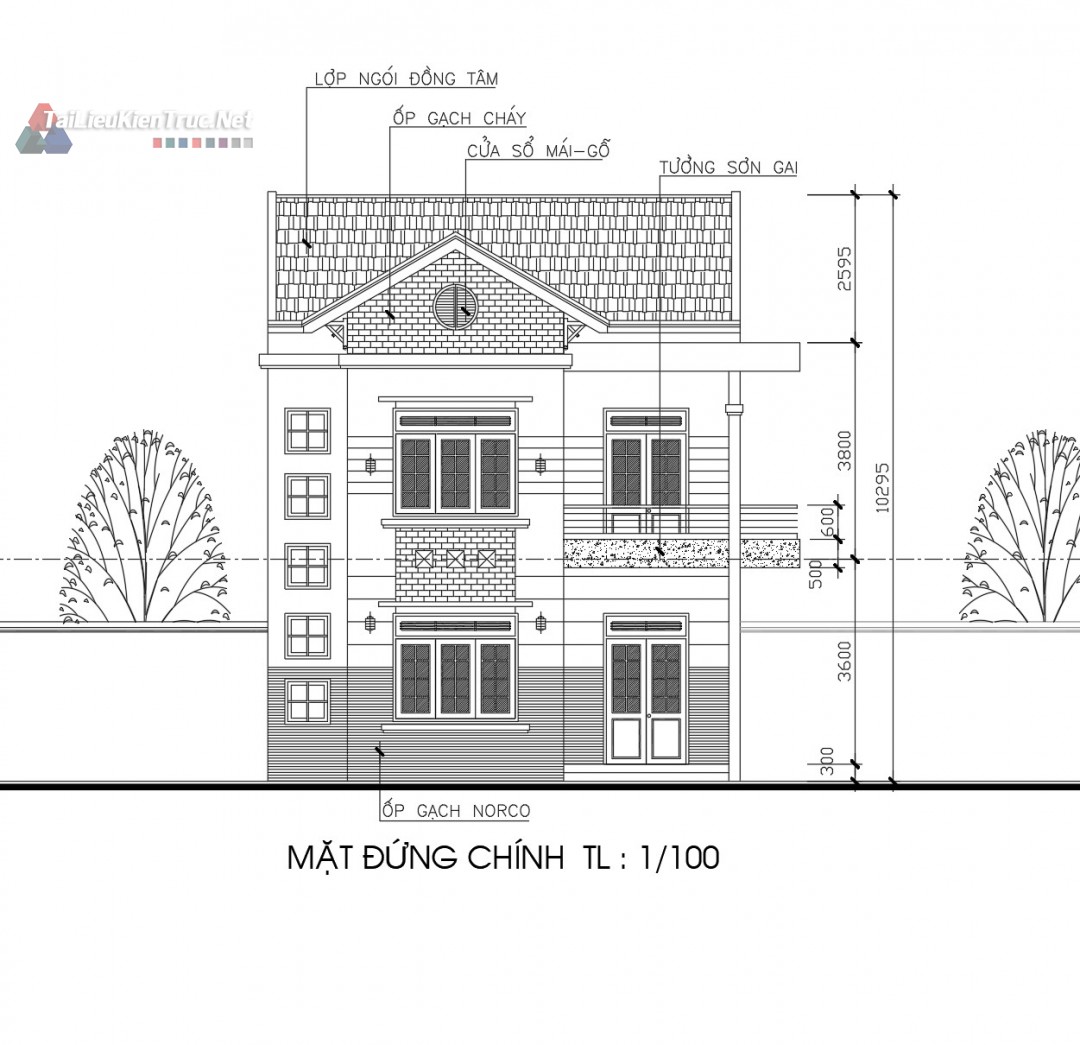 250. Phương án thiết kế nhà 2 tầng 8x16m
