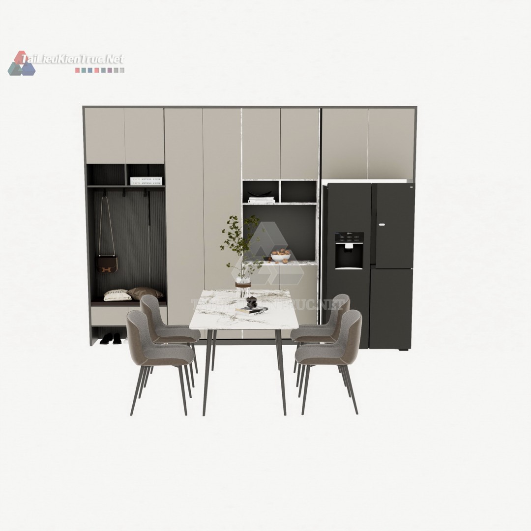 162 Bộ Mô Hình SketchUp Phòng Ăn & Bếp Hiện Đại Tối Giản