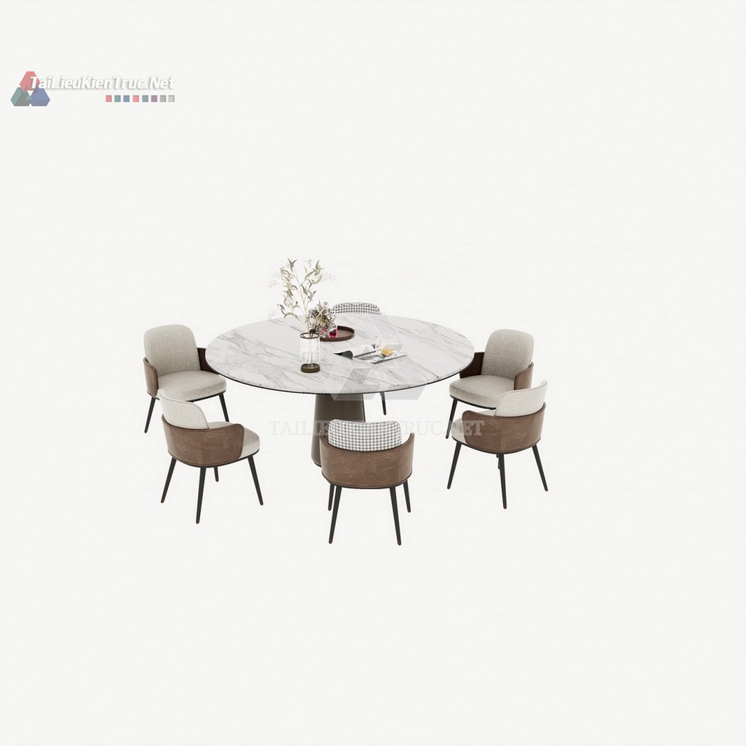 165 Bộ Mô Hình SketchUp Bàn Ăn Tròn Hiện Đại Mặt Đá Sang Trọng