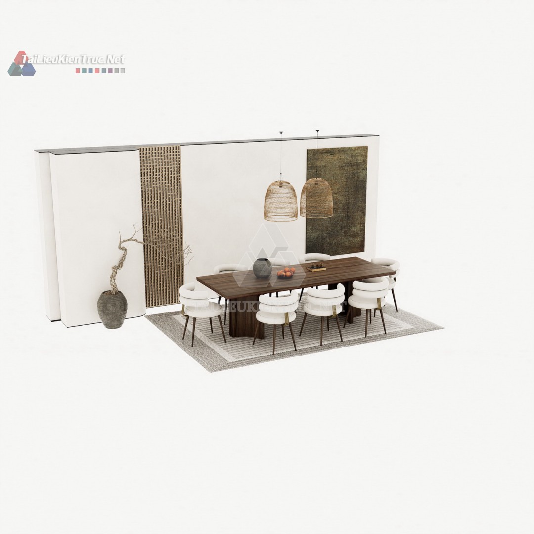 172 Mô Hình SketchUp Phòng Ăn Hiện Đại & Thanh Lịch Phong Cách Zen