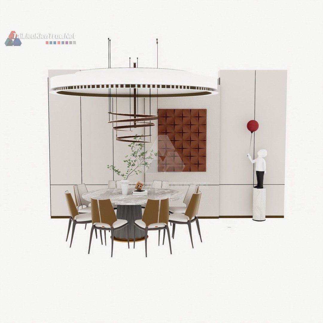 174 Bộ Mô Hình SketchUp Phòng Ăn Sang Trọng Đậm Chất Nghệ Thuật