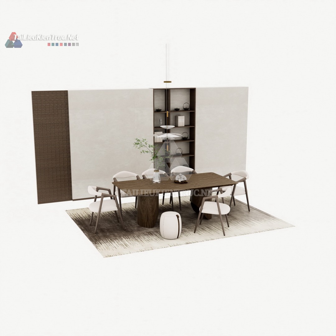 178 Bộ Mô Hình SketchUp Phòng Ăn Hiện Đại Tối Giản Với Điểm Nhấn Gỗ Ấm Áp