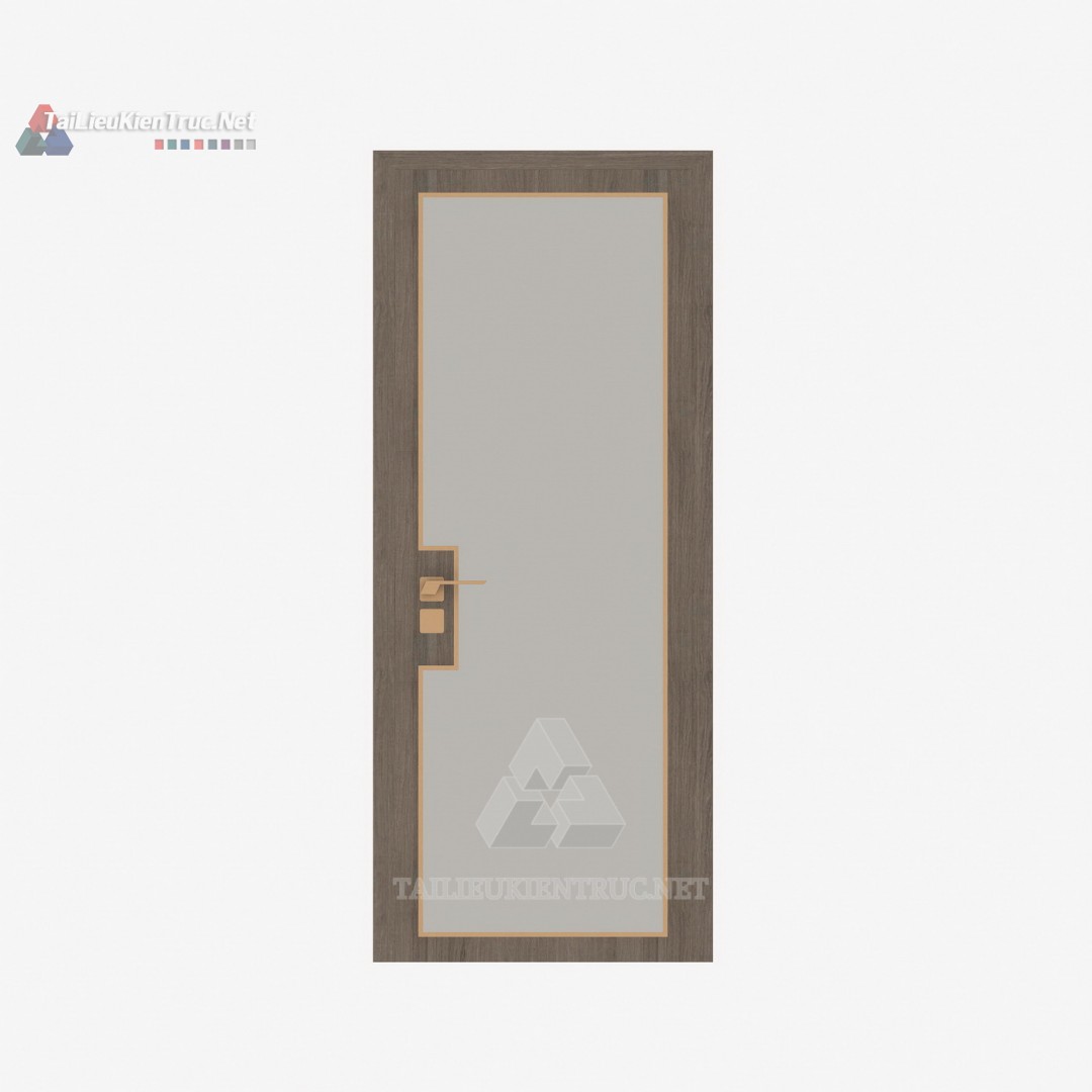 077 Mô Hình SketchUp Cửa Gỗ Hiện Đại Với Ô Kính Mờ Tinh Tế