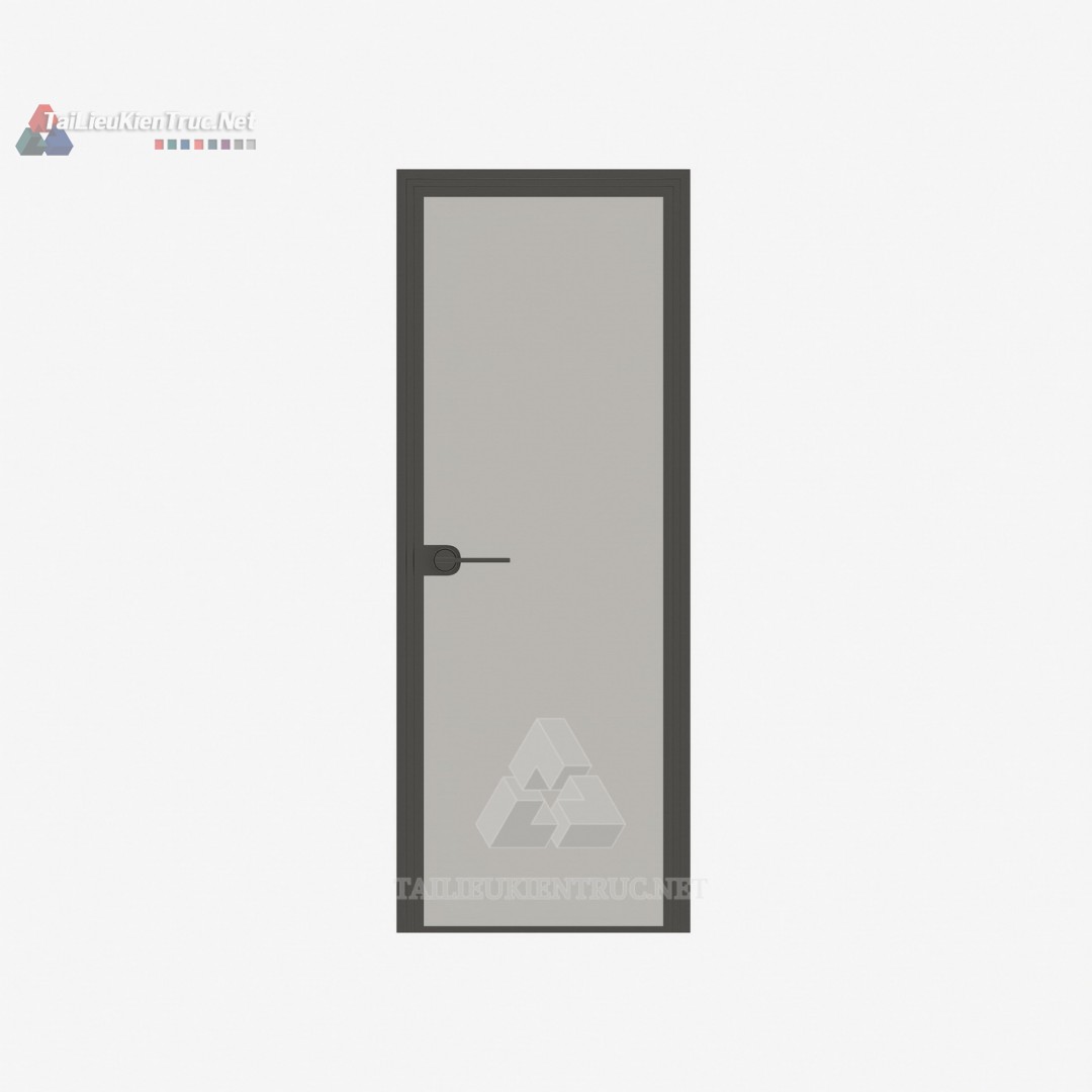 078 Mô Hình SketchUp Cửa Gỗ Hiện Đại Với Ô Kính Lớn & Tay Nắm Tối Giản