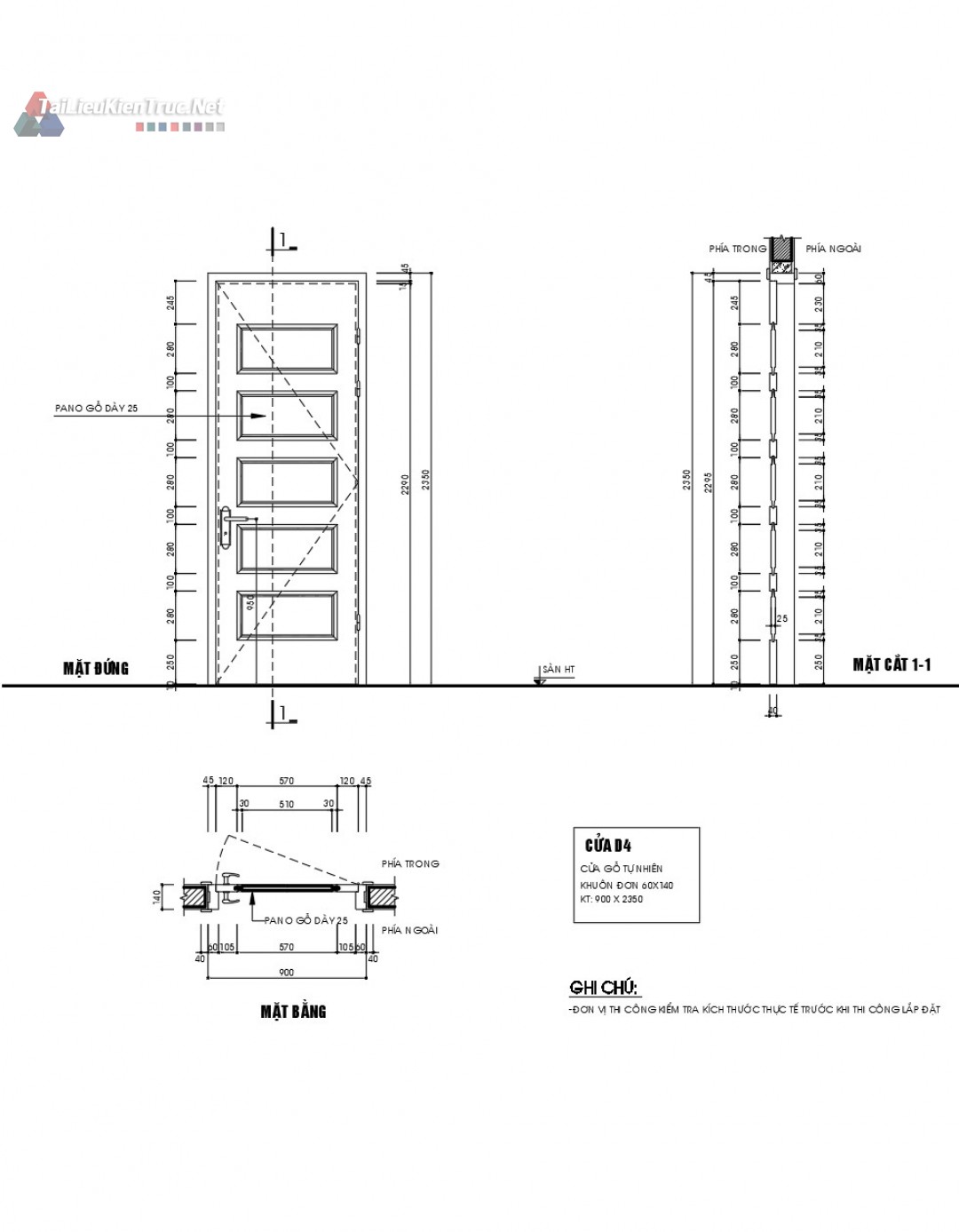 16. Chi tiết cửa 1 cánh gỗ tự nhiên miễn phí