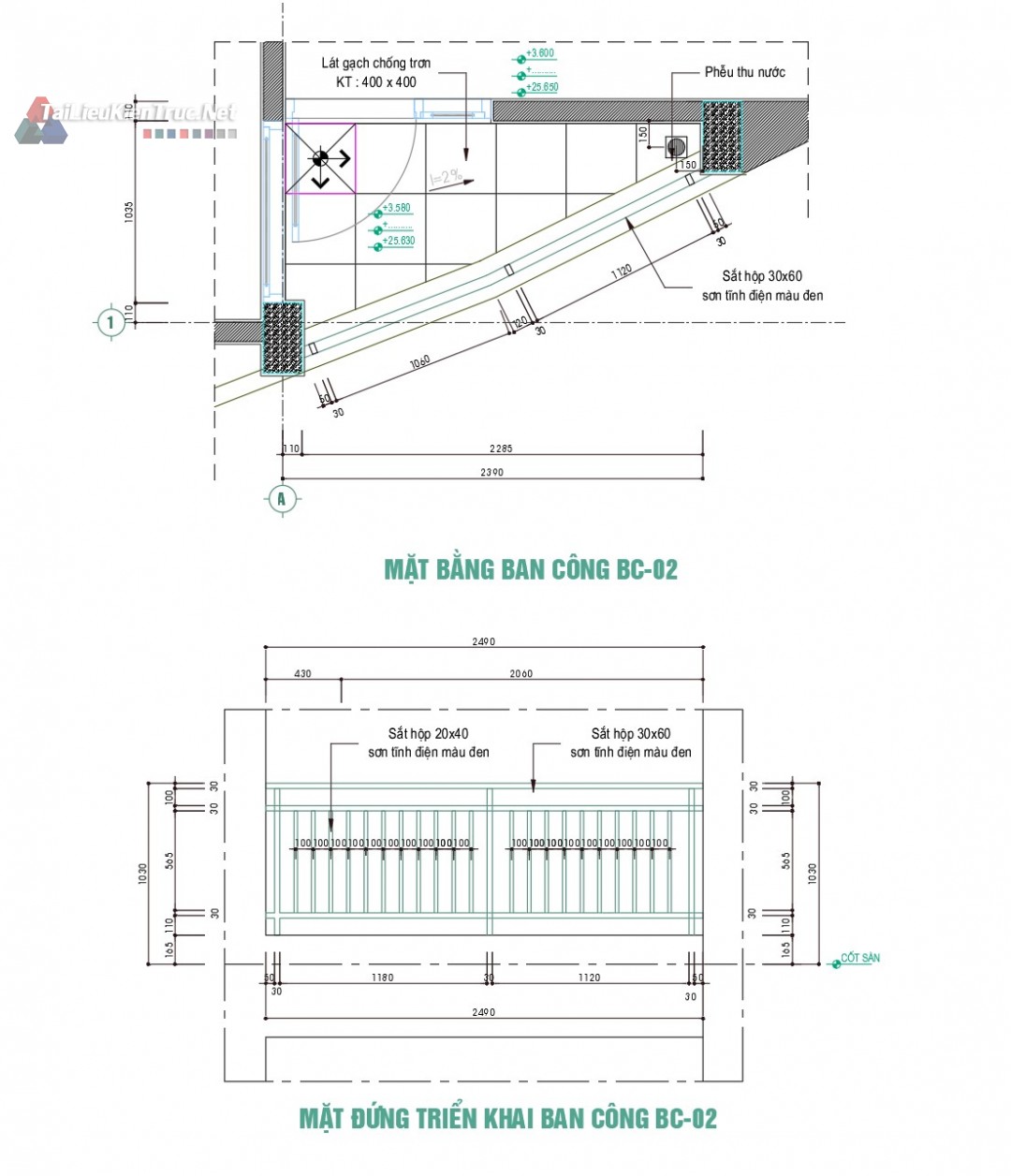 002 Bản vẽ chi tiết ban công miễn phí tải về