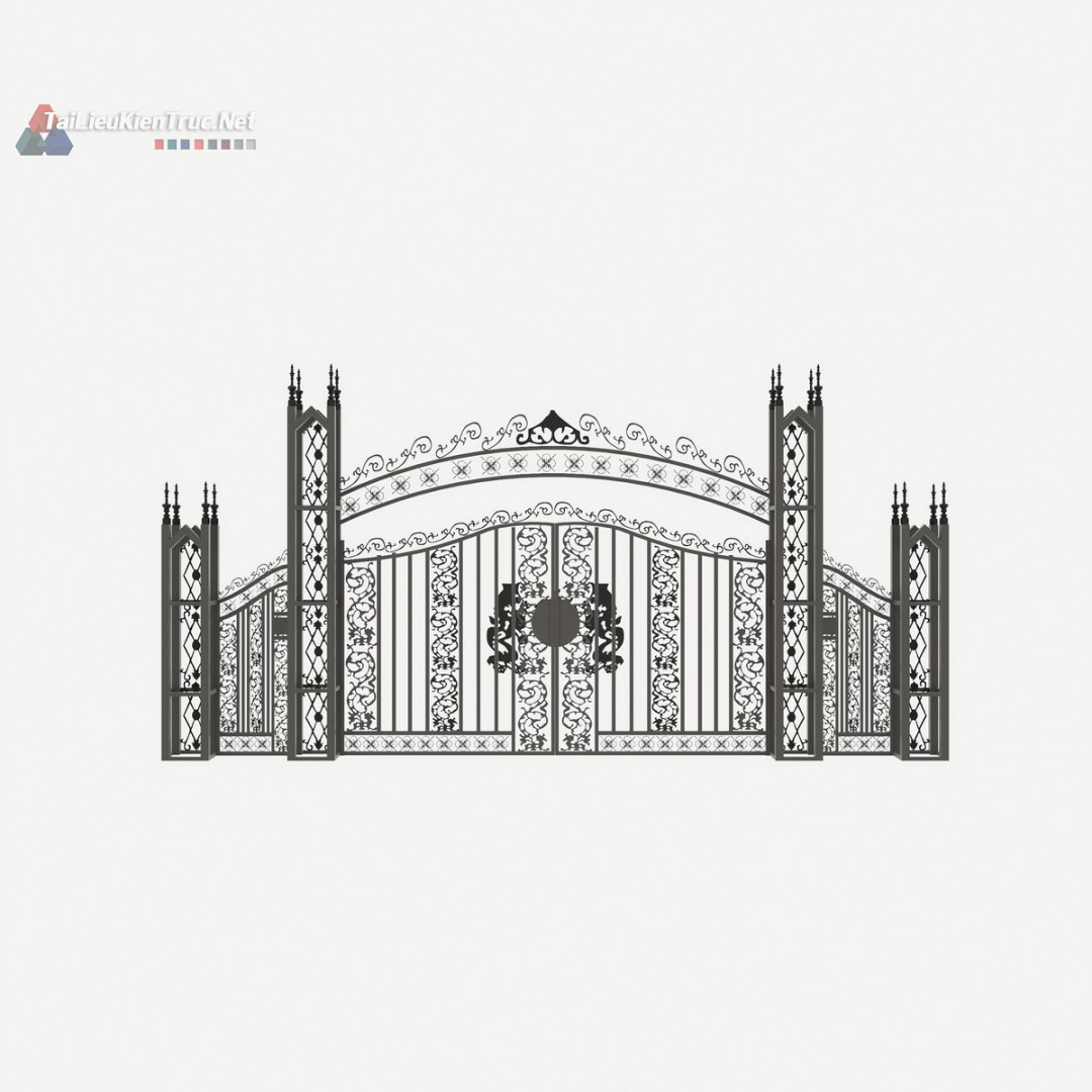 068 Thư viện cổng sketchup phong cách tân cổ điển