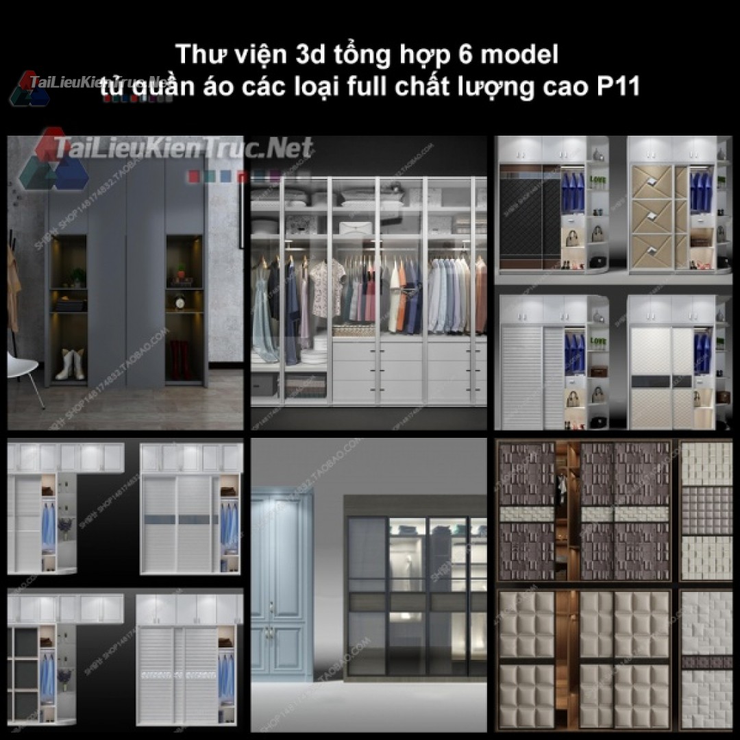 Thư viện 3d tổng hợp 6 model tủ quần áo các loại full chất lượng cao p11