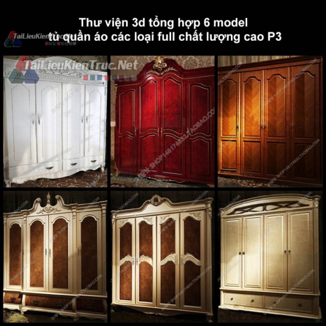 Thư viện 3d tổng hợp 6 model tủ quần áo các loại full chất lượng cao p3