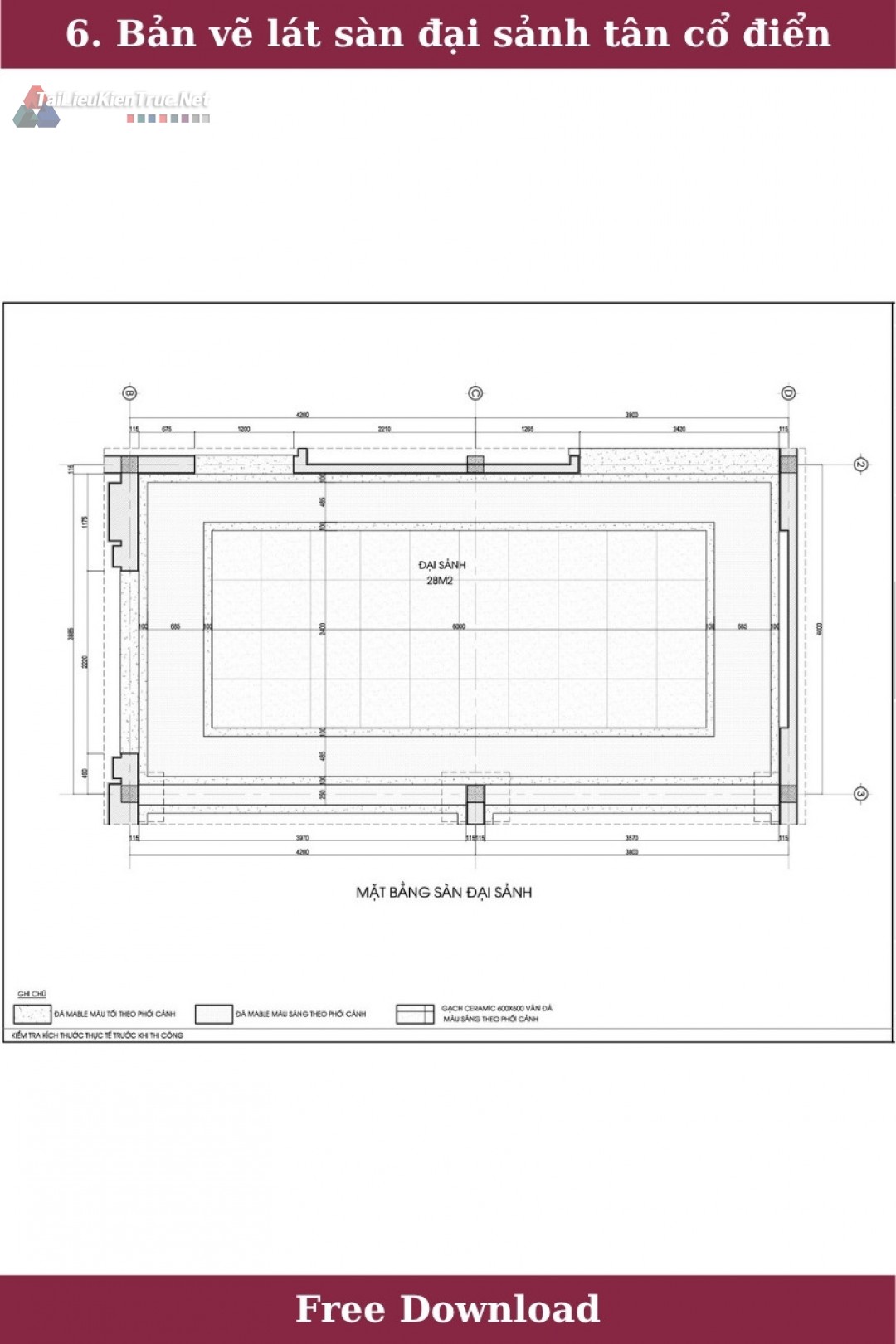 6. Tham khảo mặt bằng lát sàn đại sảnh tân cổ điển