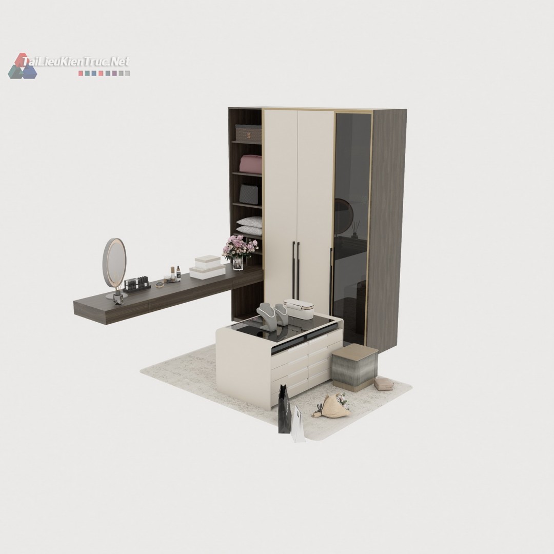 016. Mô hình tủ áo sketchup hiện đại